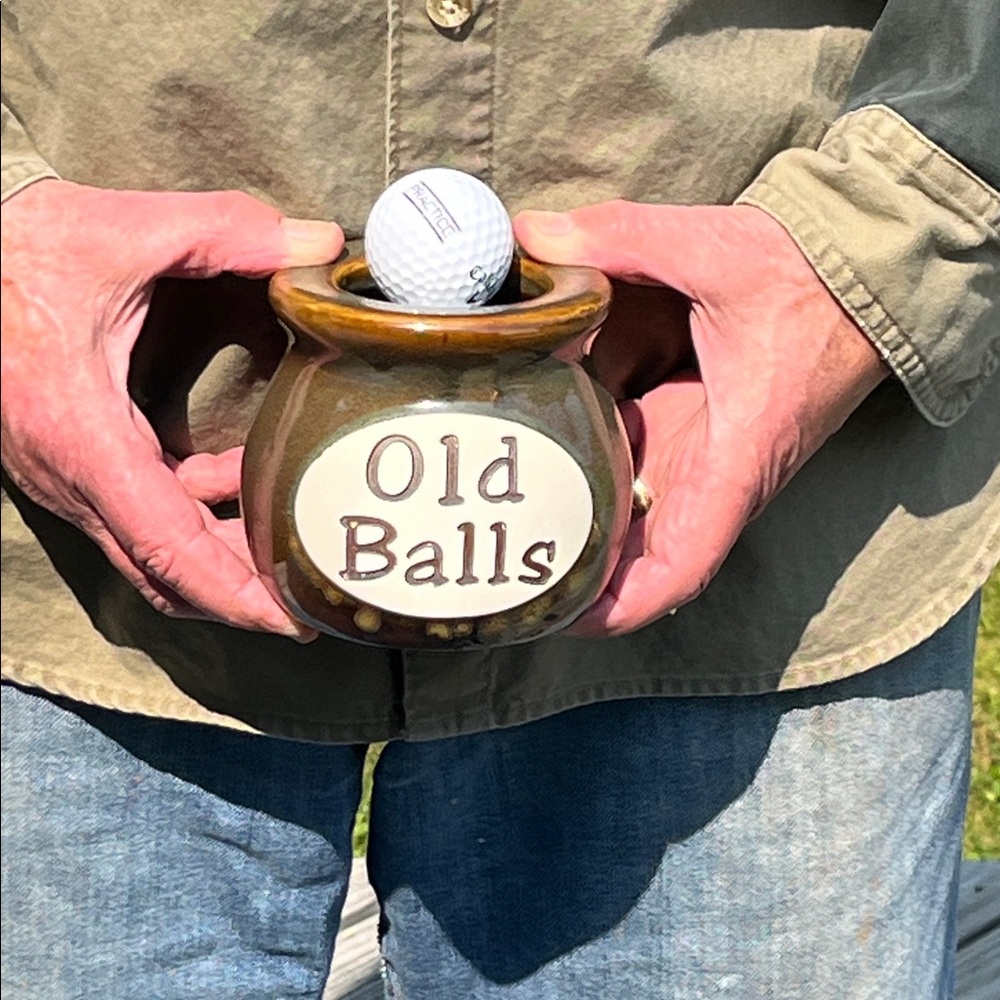 Ceramic Golf Ball Holder with Humorous Text
